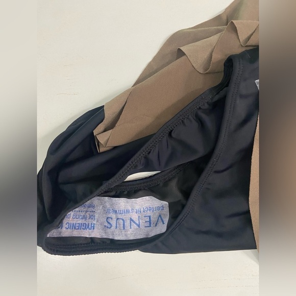 Venus Plus Size High Neck Flounce One-Piece Brown/Black Size 16 - Picture 8 of 11